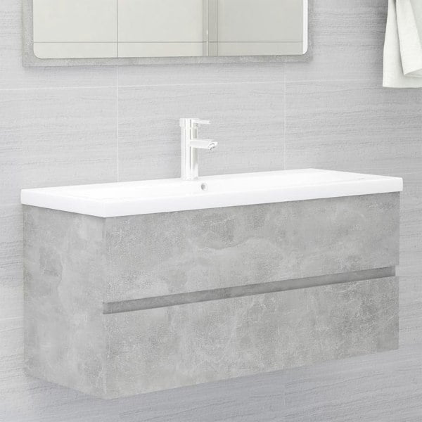 Berkfield Sink Cabinet with Built-in Basin Concrete Grey Engineered Wood