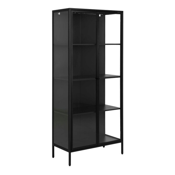 Wyld Haus Graz Matt Black Metal Tall Display Cabinet 2 Doors