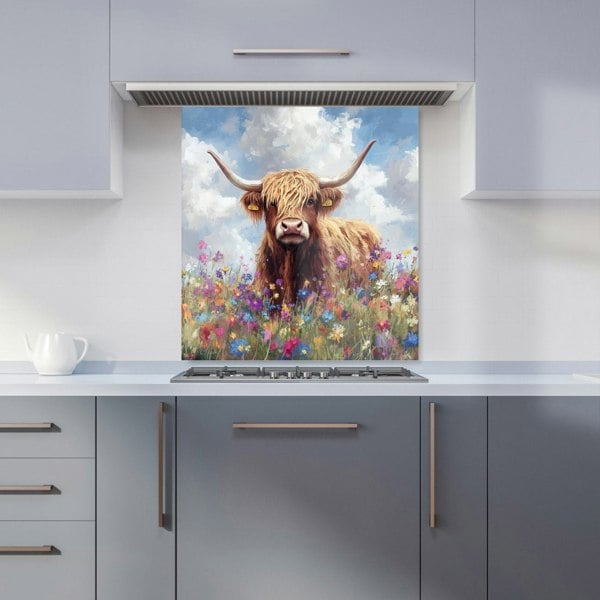 Warren Reed - Designer Highland Cow In A Summer Meadow Kitchen Splashback