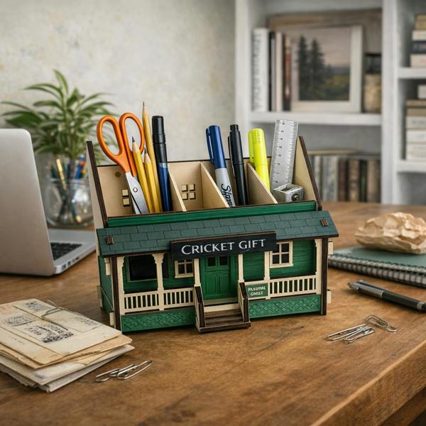 CRICKET-GIFTS Cricket Club Clubhouse Desk Tidy Self Assembly