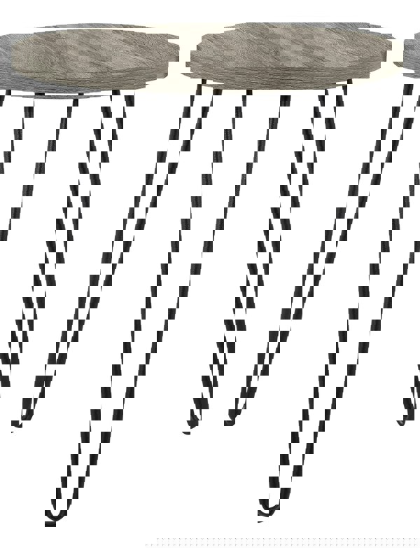 Dorel Home Owen Retro Round End Table in Distressed Grey Oak