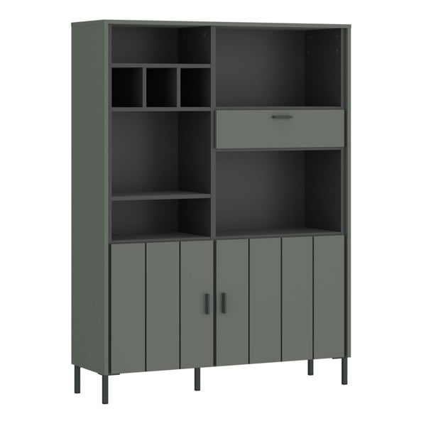 Furniture To Go Arundel Bookcase 2 Door 1 Drawer in Green/Grey