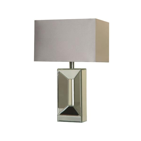 Lighting Collection Sleek Mirror‑Panel Table Lamp with Fabric Rectangle Shade