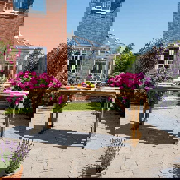 Arbor Garden Solutions Hollies Wooden Garden Table, Outdoor Picnic Dining Desk - Rustic Finish