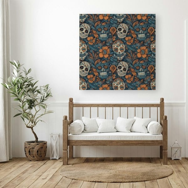 Warren Reed Dia De Los Muertos Skulls Pattern Canvas