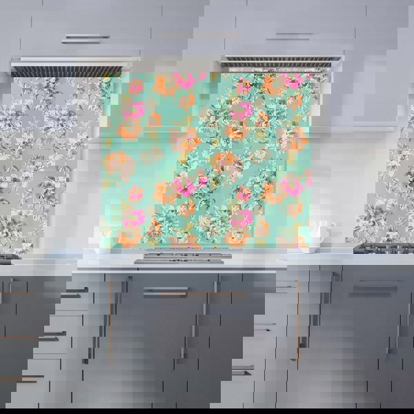 Warren Reed - Designer Bright Flower Sketch Kitchen Splashback