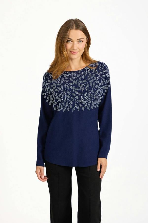 Leaf Diamanté Embellished Batwing Jumper