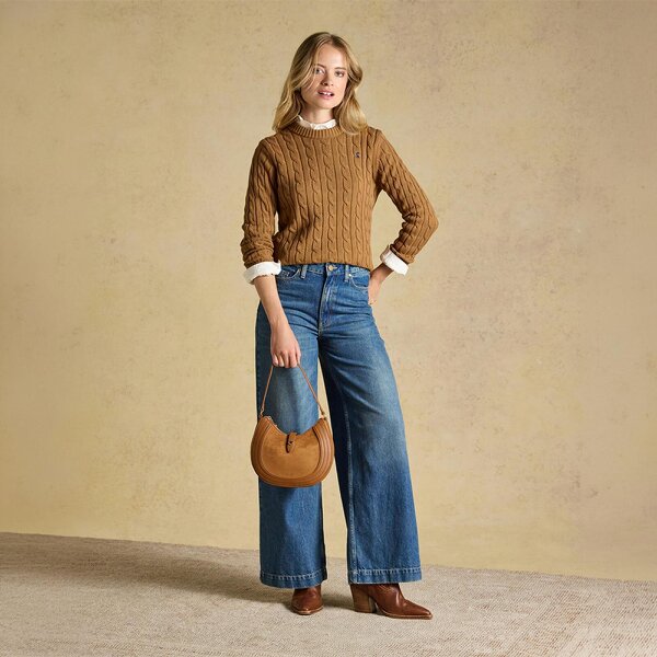 Joules CLASSIC CABLE Jumpers Sweatshirt   in  Brown