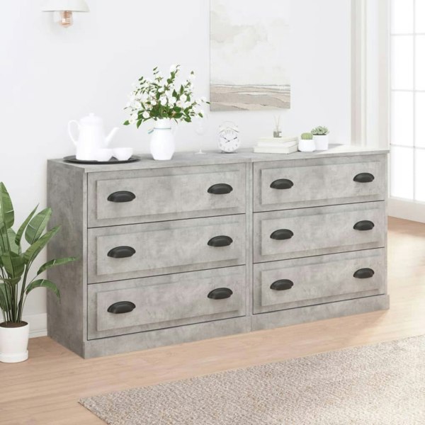 Berkfield Sideboards 2 pcs Concrete Grey Engineered Wood