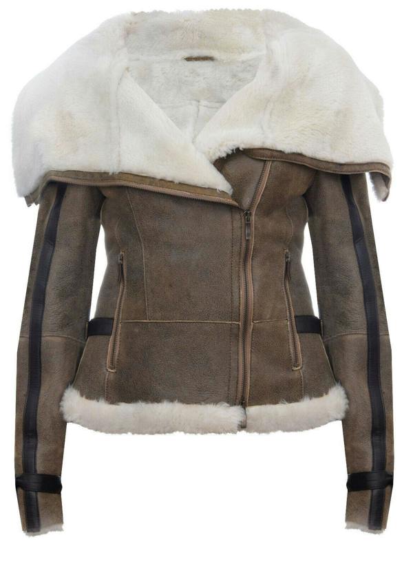 Infinity Leather Womens Merino Sheepskin Aviator Leather Jacket-Asmara