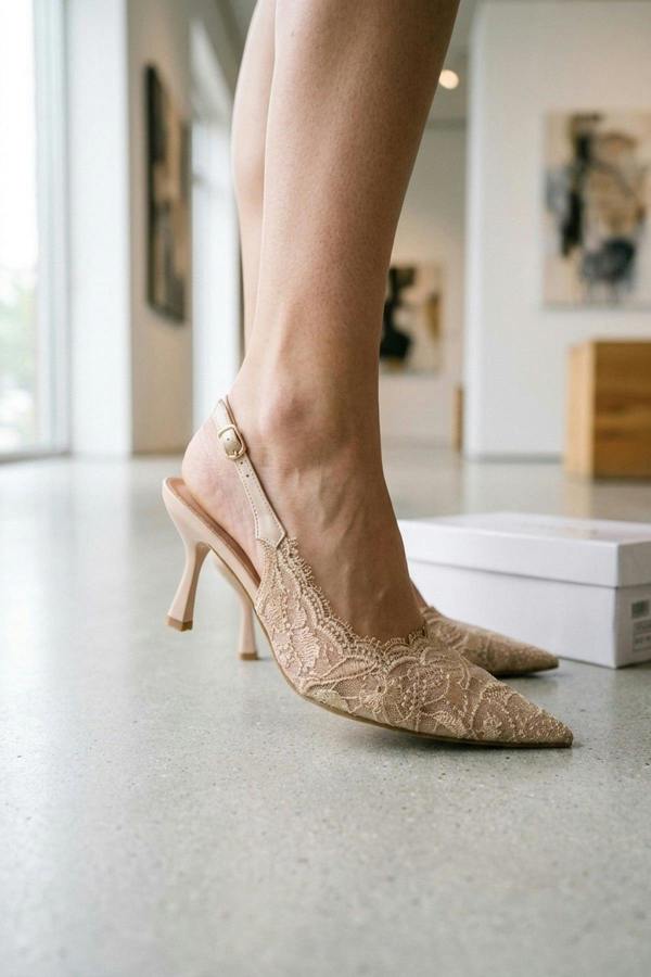 ikrush Odette Floral Lace Pointed Toe Heels
