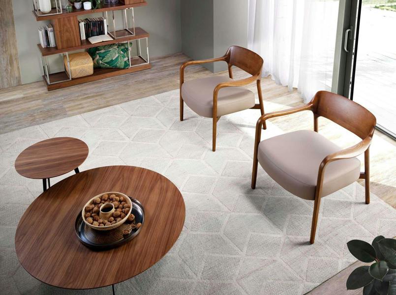 Angel Cerdá Walnut and Mink Leatherette Armchair 5082