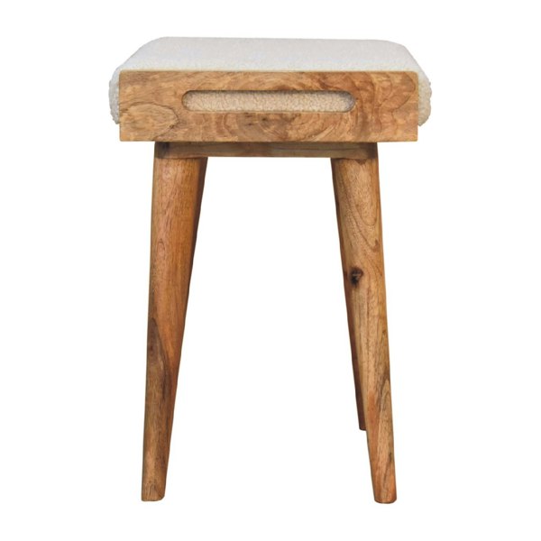Artisan Furniture Solid Wood Boucle Cream Tray Style Footstool