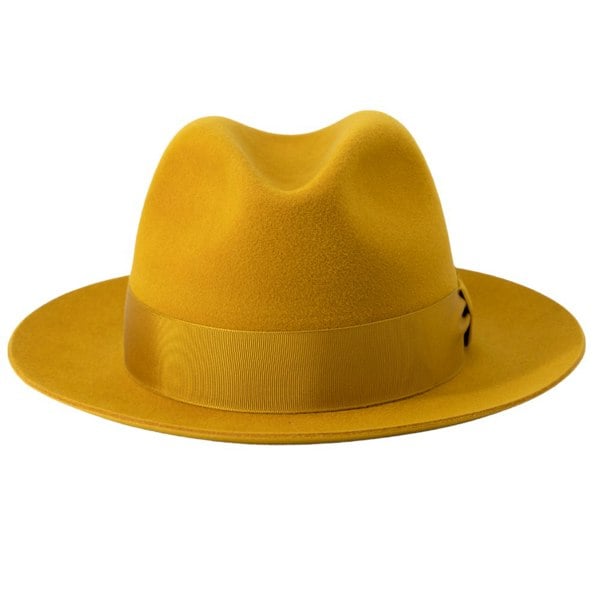 Gamble & Gunn Molton Luxury Handmade Fur Felt Fedora - Mustard