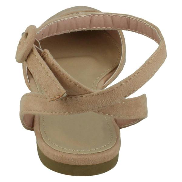 Spot On Ladies Spot On Flat Pointed Toe Ankle Strap Shoes F80538