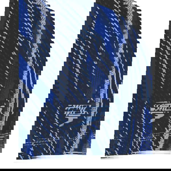 Speedo Boom Ultra Pace swim cap in navy blue with abstract pattern