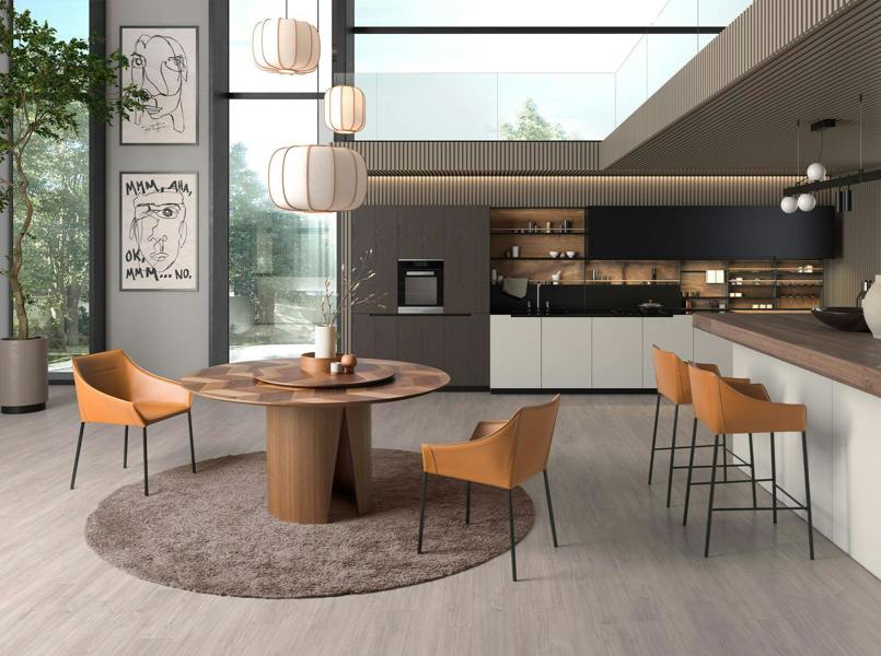 Angel Cerdá Round walnut dining table 1130