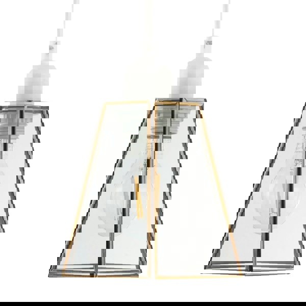 Industrial Lantern Pendant Shade in Antique Brass with Clear Glass Image 5