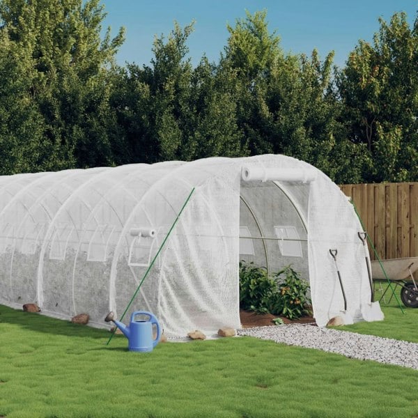 Berkfield Greenhouse with Steel Frame White 48 m�__ 16x3x2 m