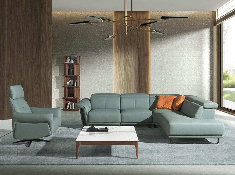 Angel Cerdá Relax corner sofa in turquoise green leather 6251/6252