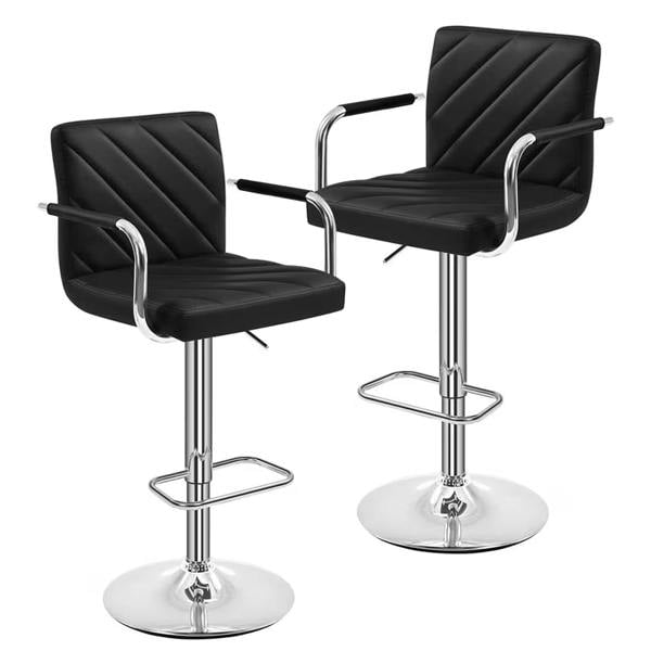 Havendro 2 Pack Adjustable Swivel Bar Stools PU Leather with Backrest and Footrest