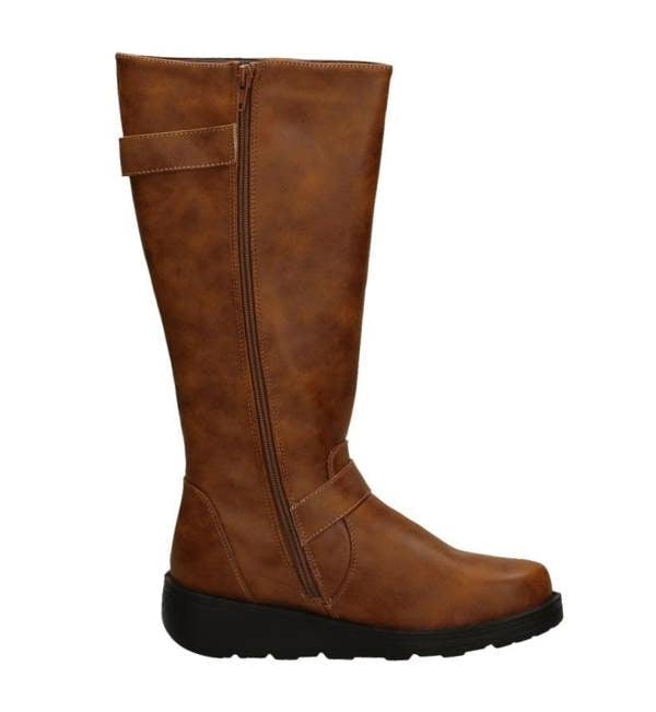 Spot On Ladies Spot On Buckle Detailed Wide Fit Knee High Boots F51202