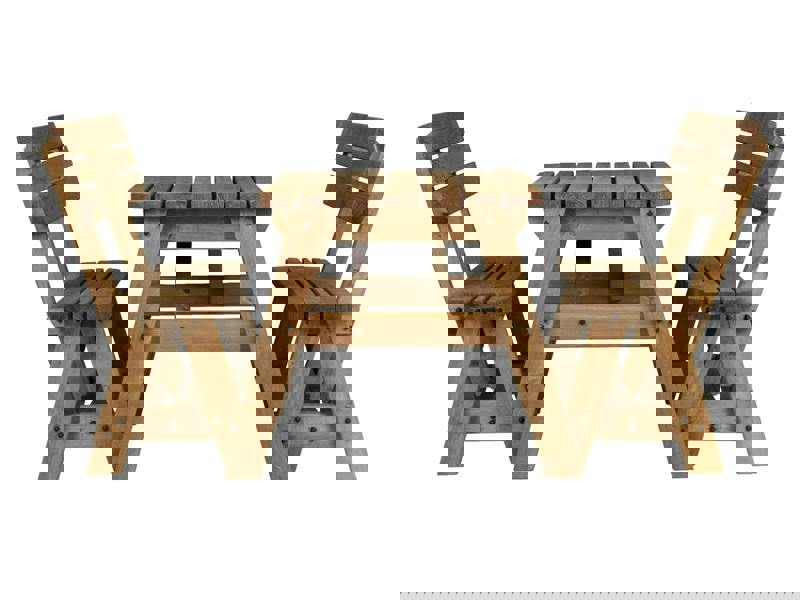 Victoria Rounded Picnic Table and Benches Set With Backrest - Rustic Finish Wooden Outdoor Dining Set for Gardens and Patios