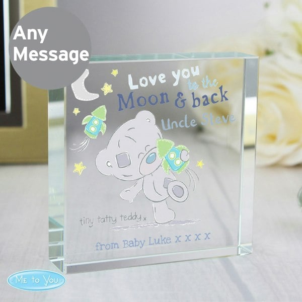Personalised Memento Company Personalised Tiny Tatty Teddy To the Moon & Back Crystal Token
