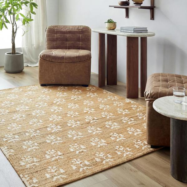 Livabliss Fiorina-Hand Woven Beige Ivory Jute Wool Modern Rug