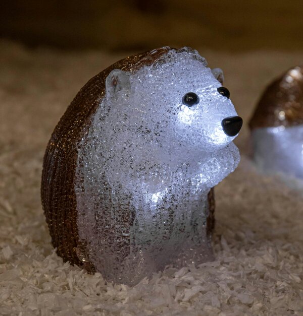 Samuel Alexander Set of 5 Battery Operated Brown Acrylic Christmas Hedgehogs with Cool White LEDs