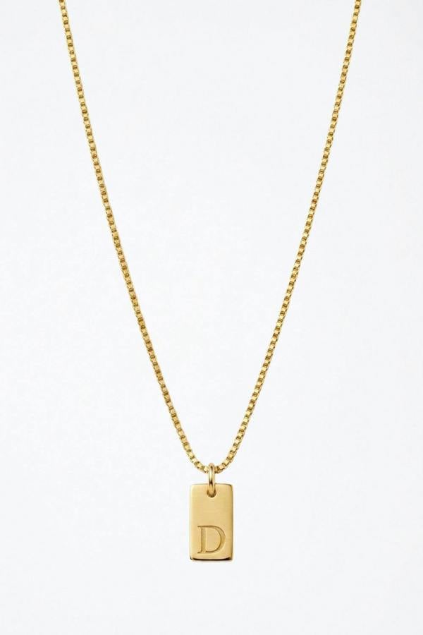 Serla Initial Pendant Gold Plated Necklace Letter D