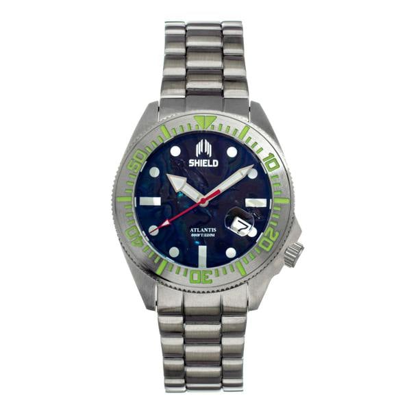 Shield Atlantis Abalone Bracelet Watch w/Date - Black - SLDSH108-2