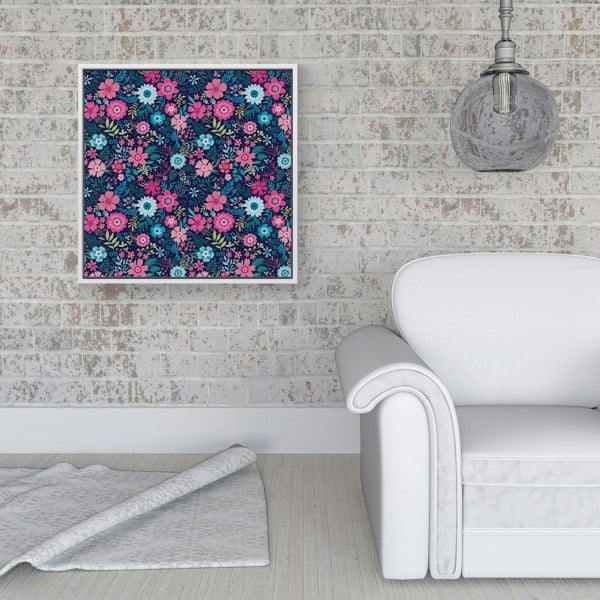 Warren Reed Cute Colourful Flower Pattern Framed Canvas