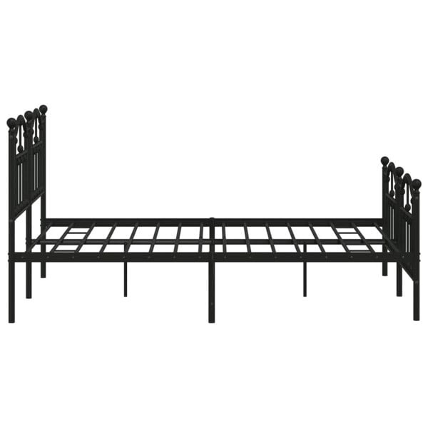 Berkfield Metal Bed Frame with Headboard and Footboard Black 140x190 cm