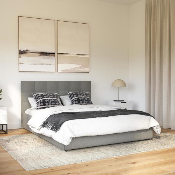 Dorel Home Rose Bed with Storage Fabric Grey - Double