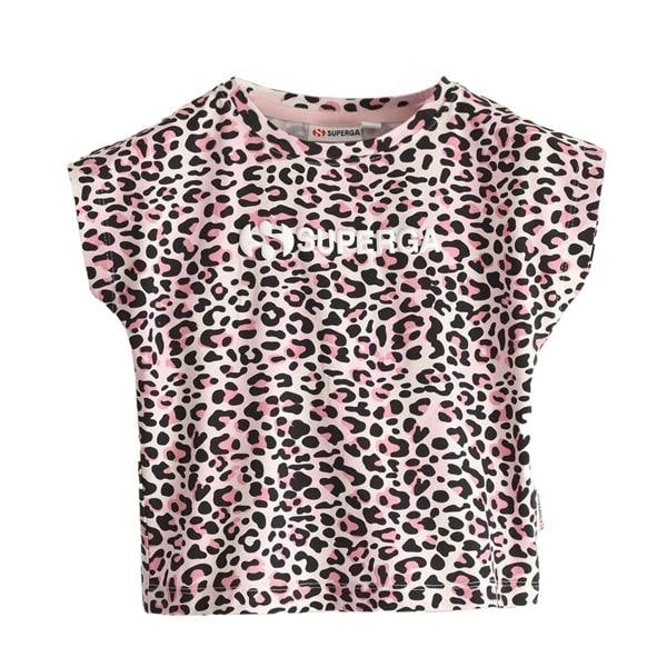 Superga Childrens/Kids Leopard Print Cropped T-Shirt - Pink/Black - 