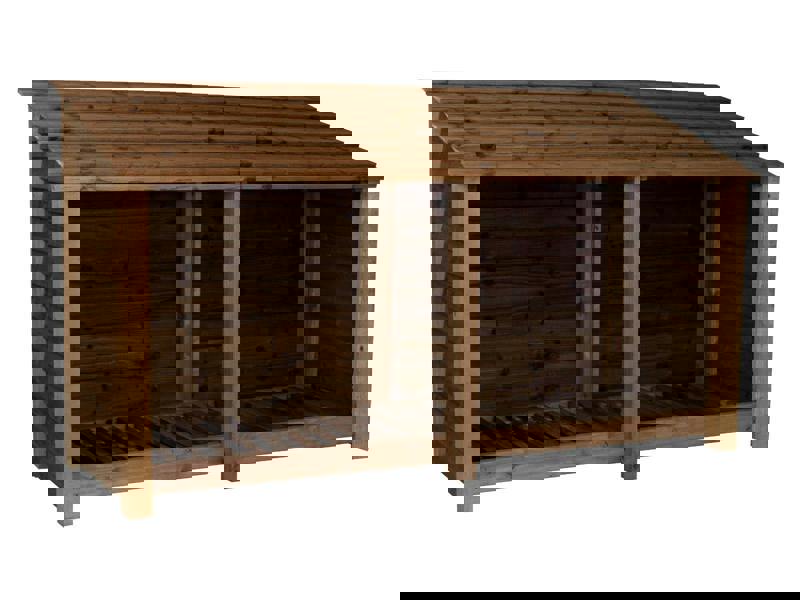 Arbor Garden Solutions Wooden Log Store W-227cm, H-126cm or 180cm, D-88cm - Brown Finish