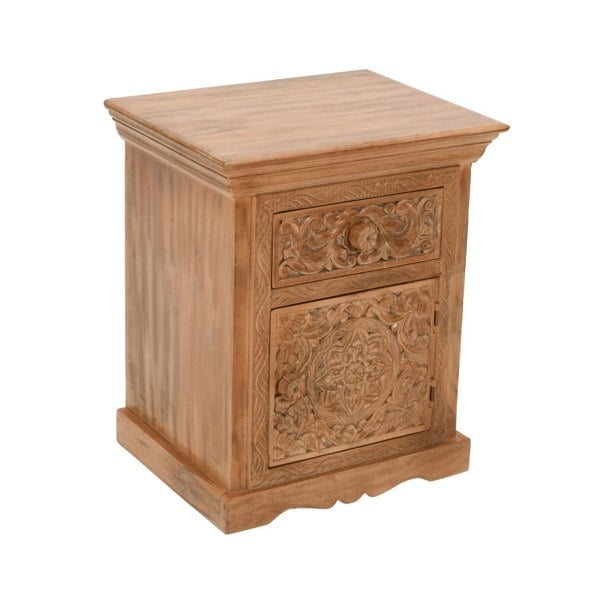 IH Design Viva Mango Wood Bedside Table With Storage