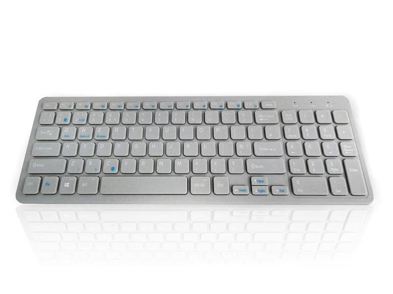 Accuratus Image ECO Step One Wheat Keyboard - Wireless Bluetooth 5.1 & RF 2.4Ghz Part Bioplastic Wheat Grass Polymer Keyboard - Pewter Grey