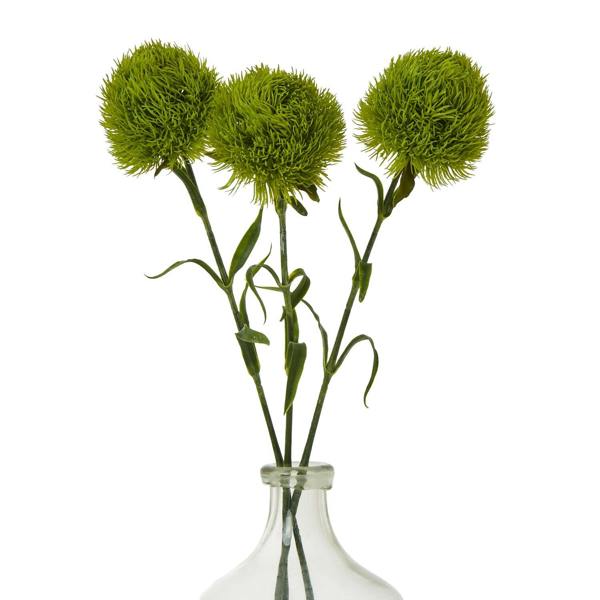 Wyld Haus Set of 3 Artificial Flowers Light Green Dianthus Stems