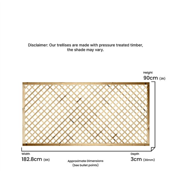 Premier Garden Supplies Standard Elite Diamond Fence Panel Topper 6ft x 1-4ft Garden Trellis 1ft-4ft, Decorative Lattice Wall-Mount, Treated - Wood - 3, 4 or 5