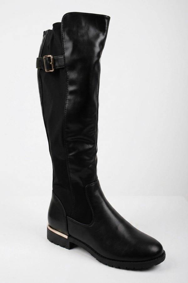 Edie Knee High Riding Boots - Black