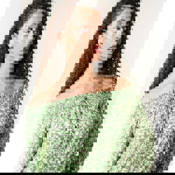 Blue Vanilla Bubble Hem Bardot Top