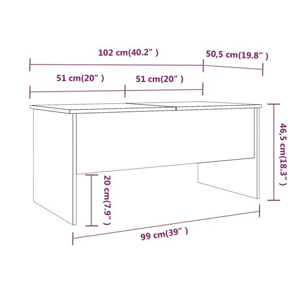 Berkfield Coffee Table Grey Sonoma 102x50.5x46.5 cm Engineered Wood
