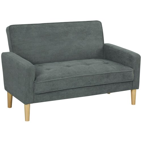 Wyld Haus Pafa Dark Grey Velvet  Upholstered 2 Seater Sofa Natural Wooden Legs