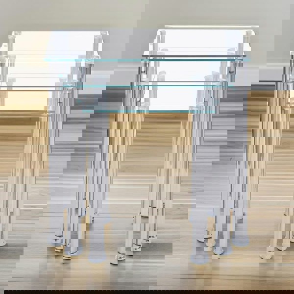 Rafaelo Mobilia Set Of 3 Glass Nesting Tables Silver