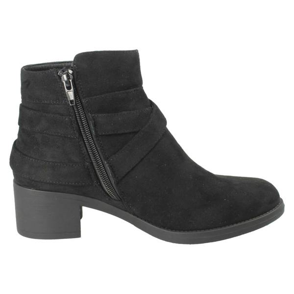 Spot On Ladies Spot On Wide Fit Microfibre Zip Ankle Boots F51255