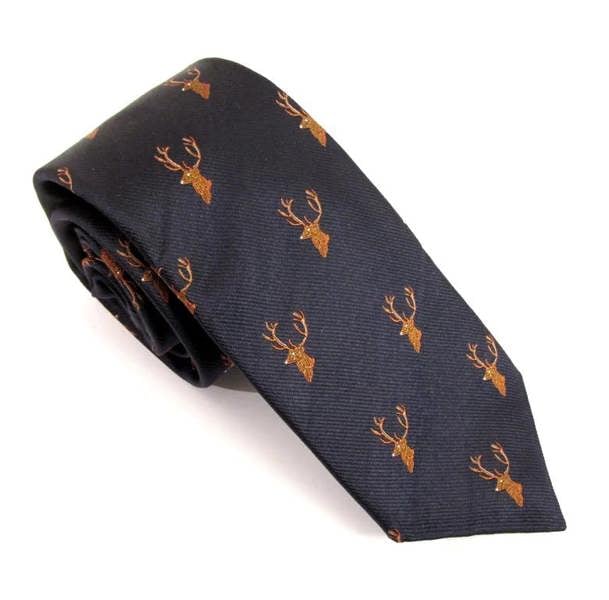 Claudio Lugli Stag's Head Silk Neck-Tie by Van Buck