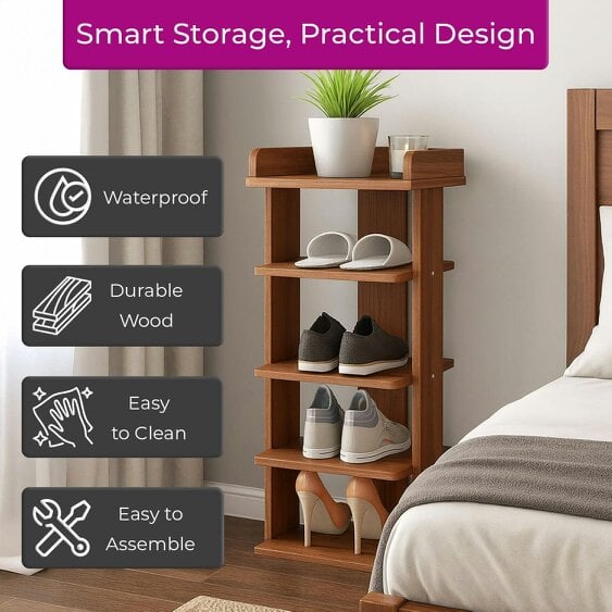 Neo Walnut Multi-Layer Wooden Shoe Rack