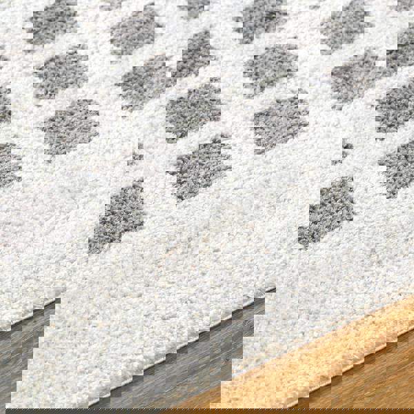 Livabliss Fossay Shag-Washable Beige Charcoal Modern High Pile Rug